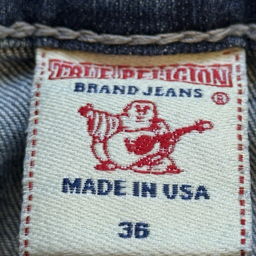 Vintage True Religion Jeans Mens 36x30 Danny Bootcut Med Wash Whisker USA Made - Picture 6 of 12